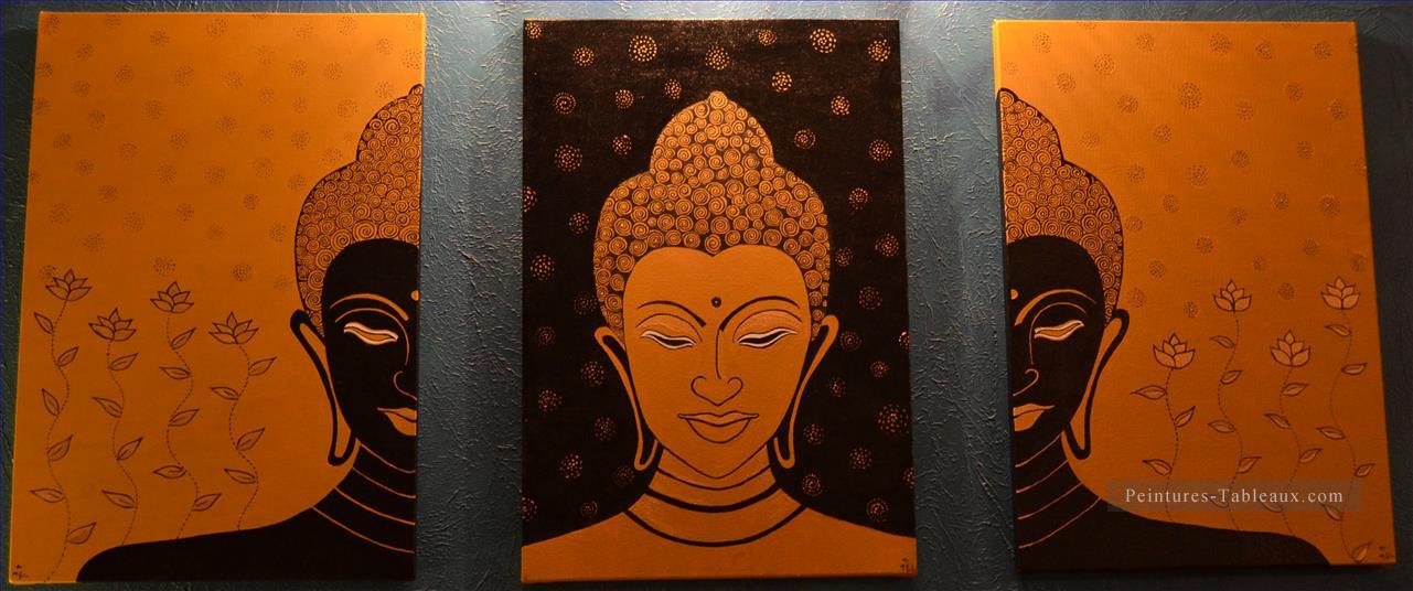 Bouddha en orange dans les panneaux de Set Peintures à l'huile